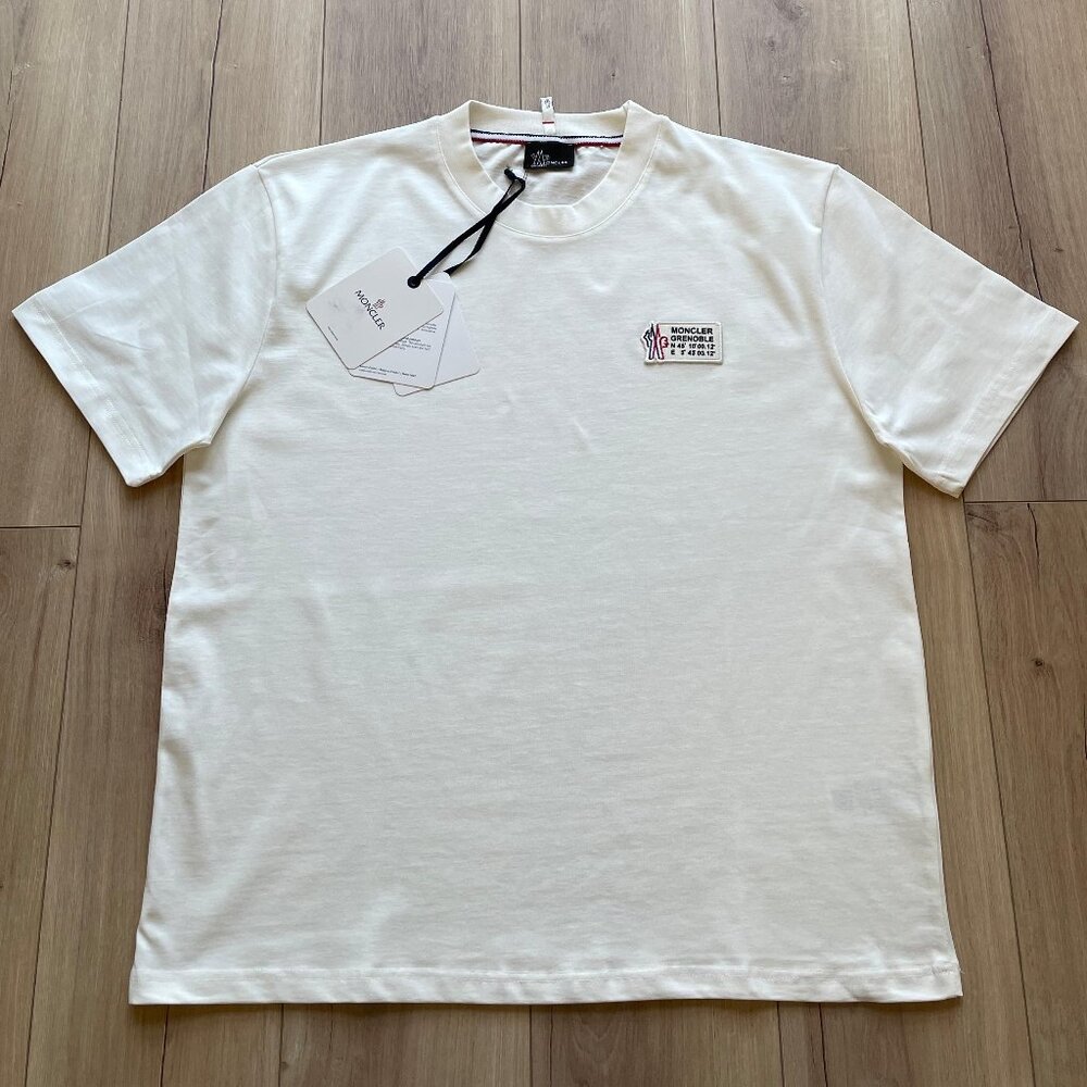 MONCLER MEN'S XXL EMBROIDERED T-SHIRT COTTON WHITE